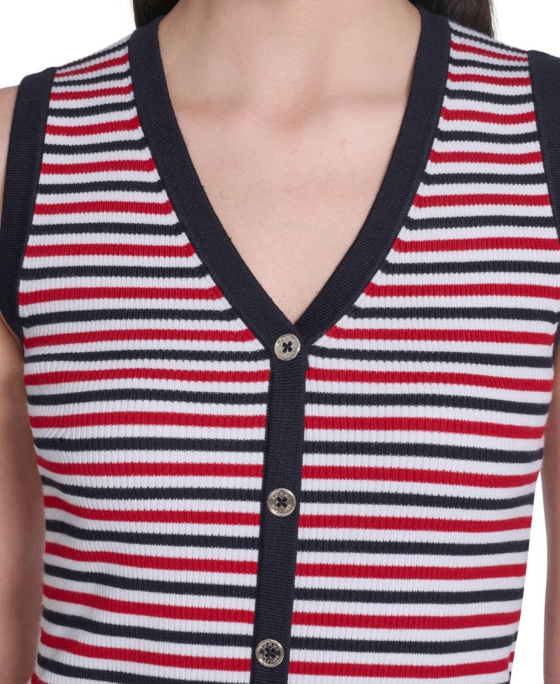 Women's V-Neck Striped Sweater