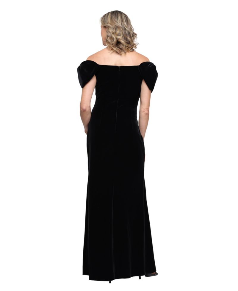Women's Off-the-Shoulder Velvet Bow Detail Dress