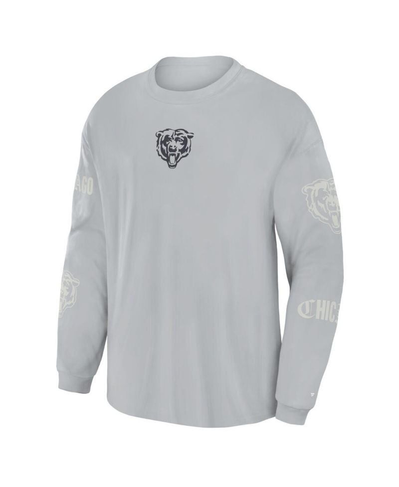 Men's Gray Chicago Bears Oversized Type Play Long Sleeve T-Shirt