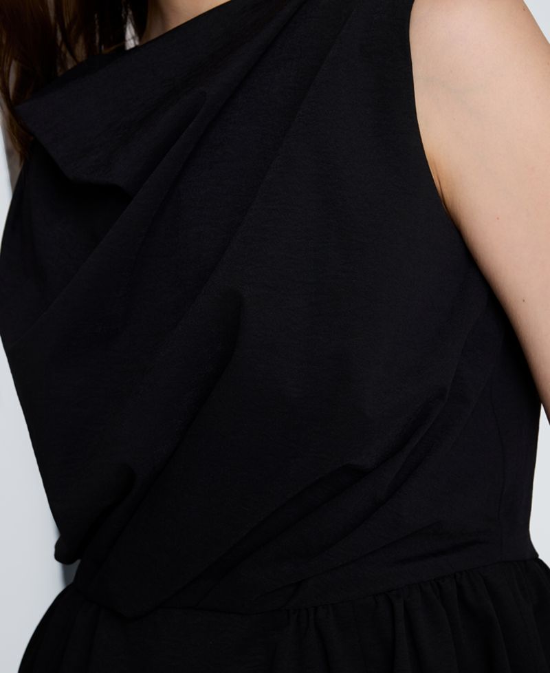 Women's Pleated Sleeveless Cowl Neck Peplum Top