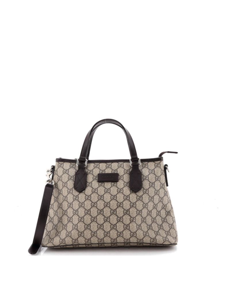 Small Convertible Zip Tote GG Coated Canvas with Leather