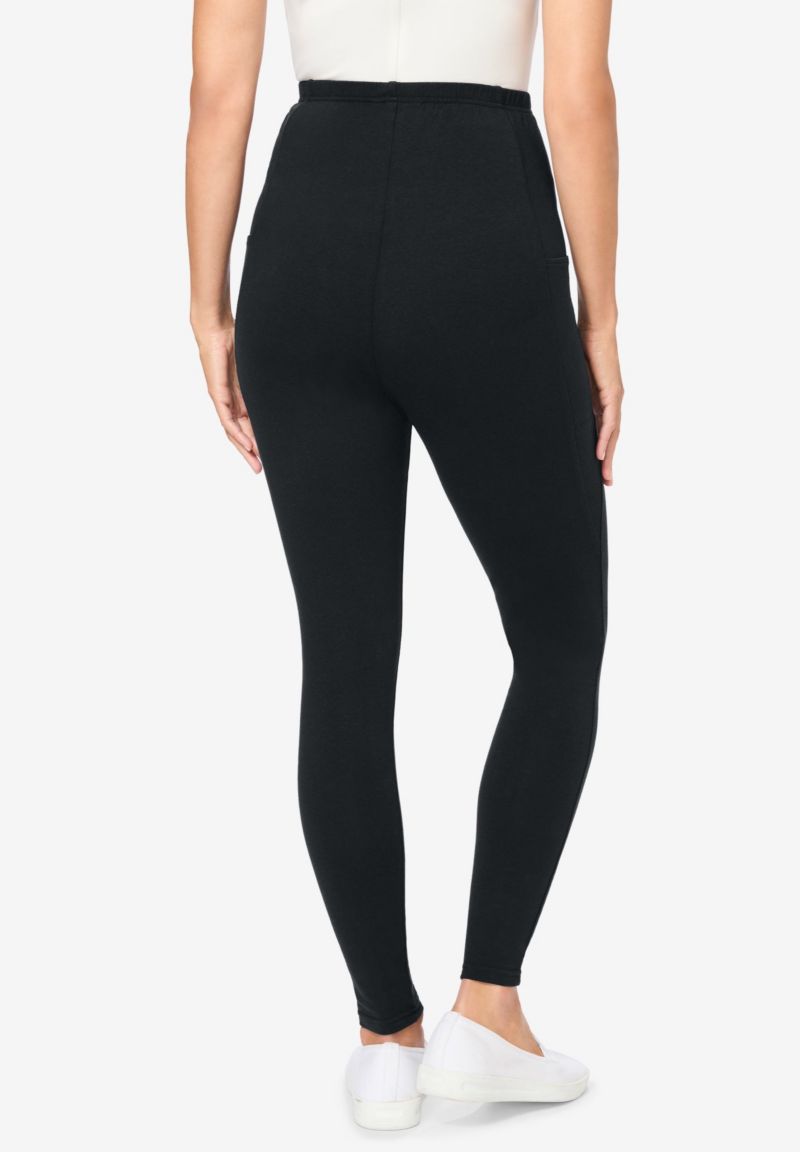 Women's Within Side Pocket Ankle-Length Pull-On Stretch Knit Cotton Spandex Leggings