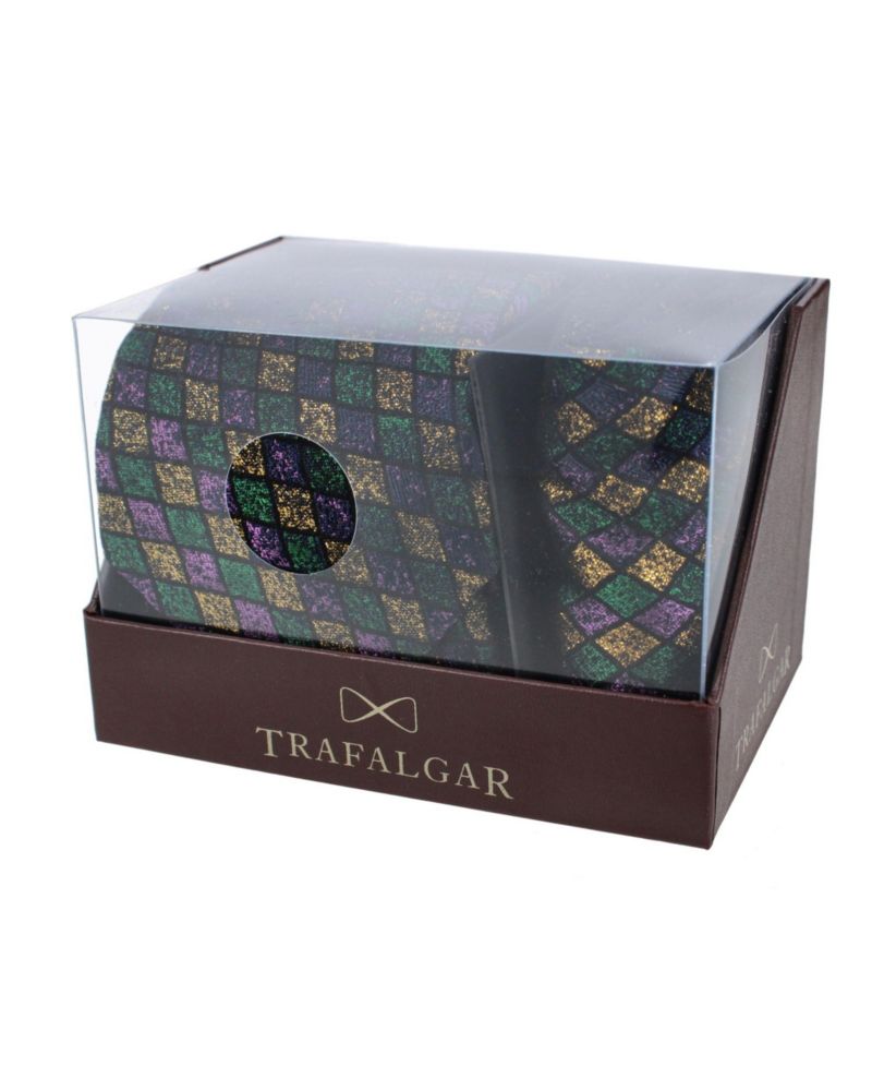 Men's Carnival Diamond Necktie and Pocket Square Bundle