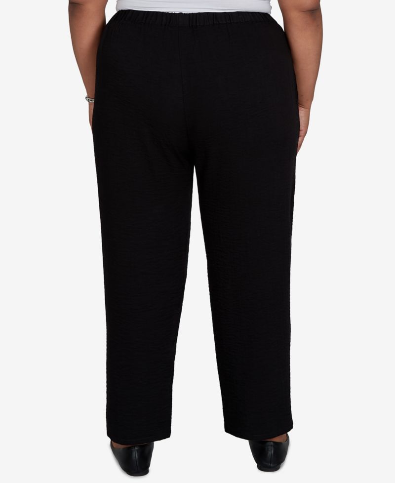 Plus Size Travel Advisory Pull-On Ankle Crinkle-Texture Pants