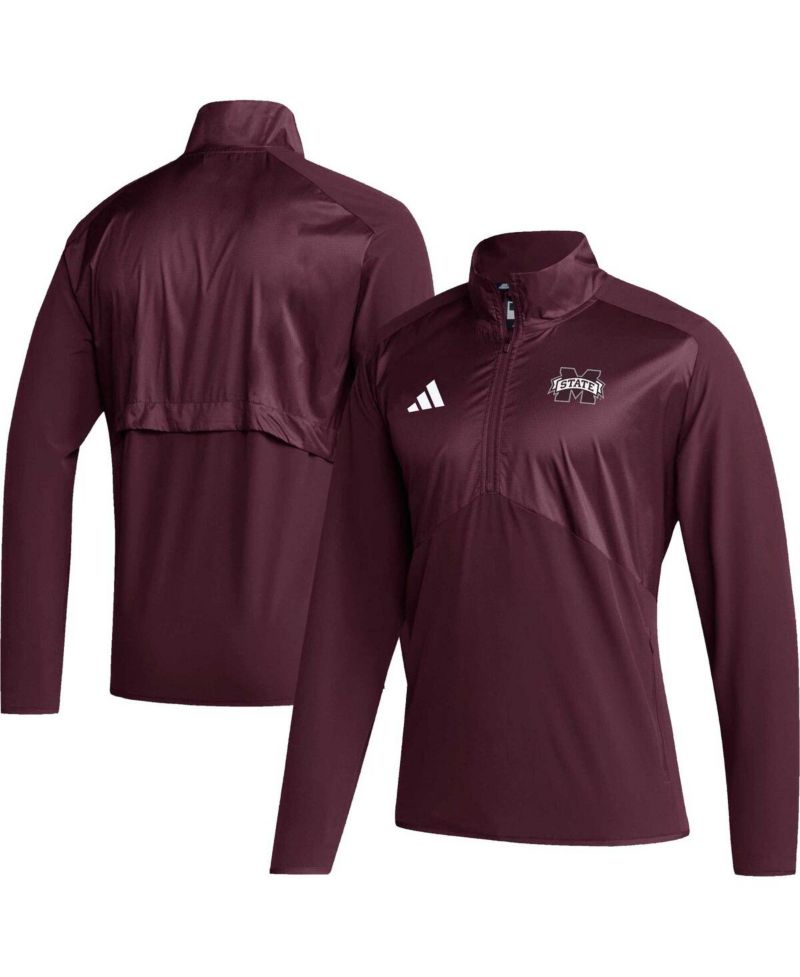 Men's Maroon Mississippi State Bulldogs Sideline AEROREADY Raglan Sleeve Quarter-Zip Jacket