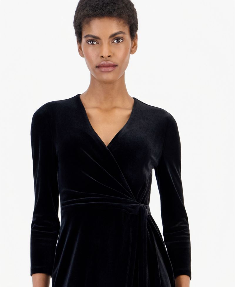 Women's Faux-Wrap Maxi Velvet Gown