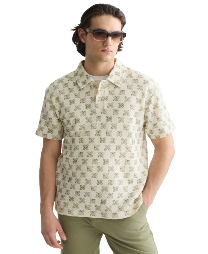 Men's Printed Short-Sleeve Polo Shirt