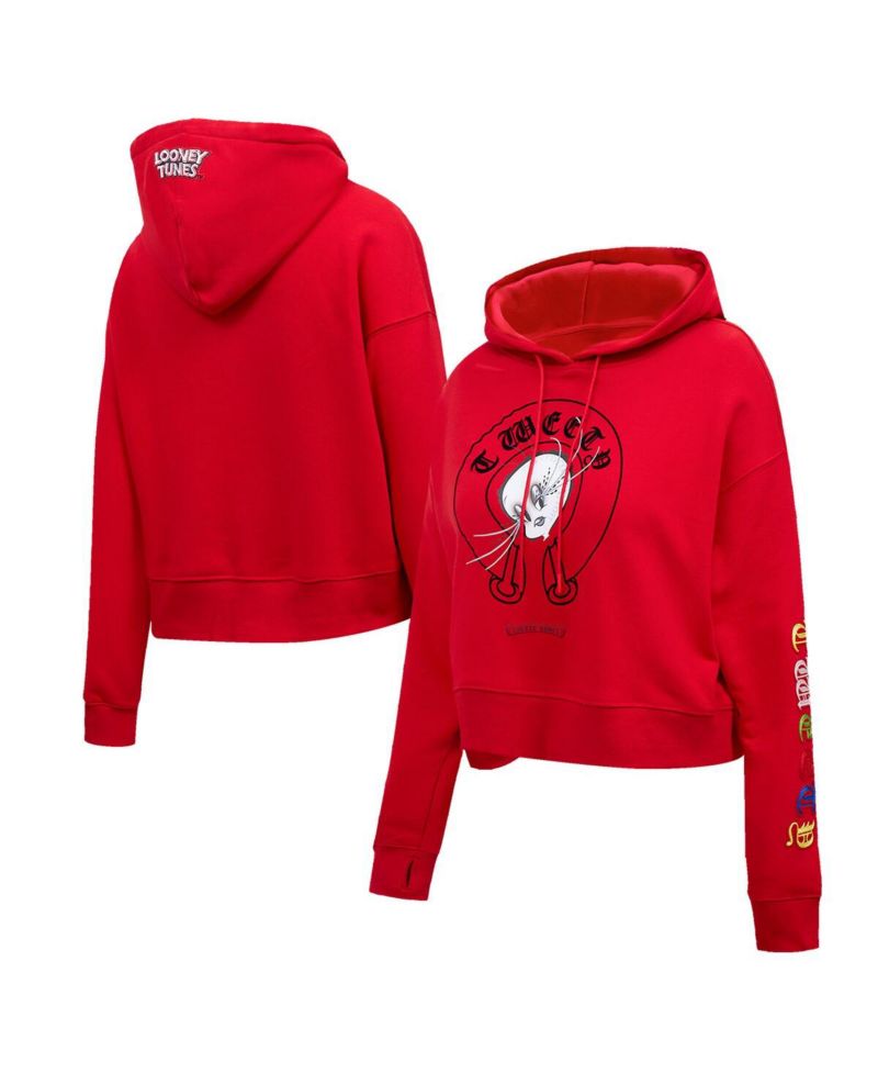 Women's Looney Tunes Tweety Bird Cropped Pullover Hoodie
