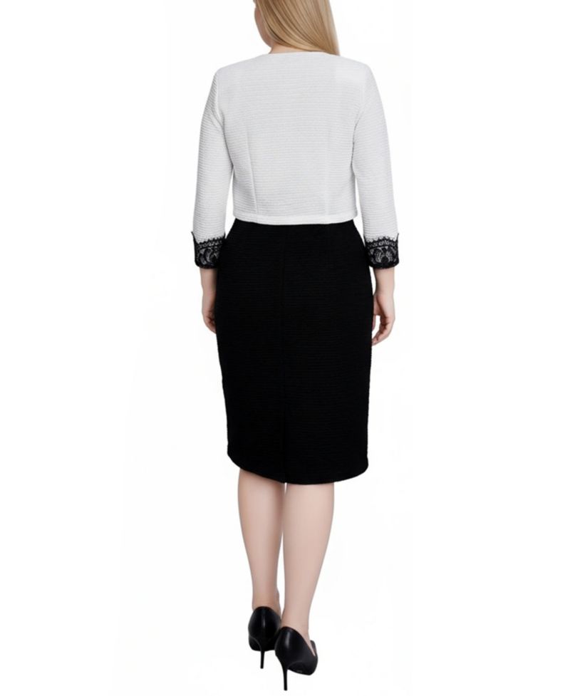 Women's Lace-Detail 2 Piece Textured Knit Dress Set