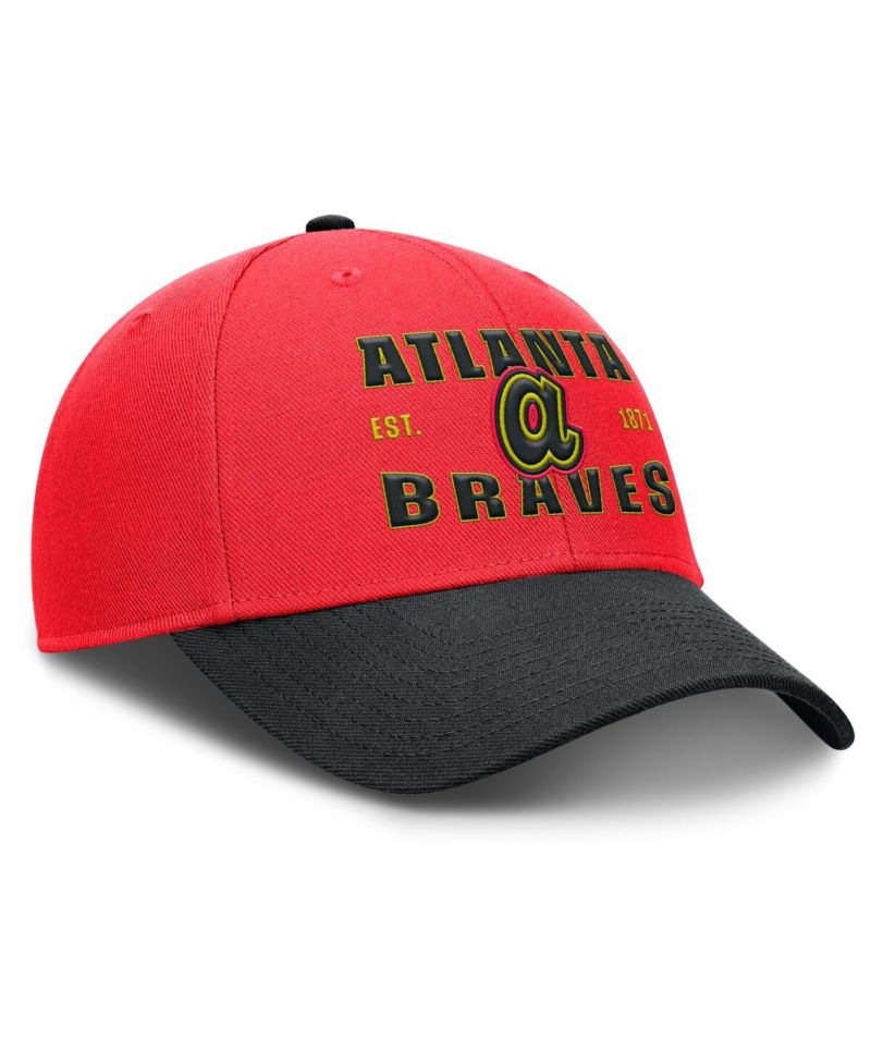 Men's Crimson/Black Atlanta Braves Neon 90s Rise Adjustable Hat