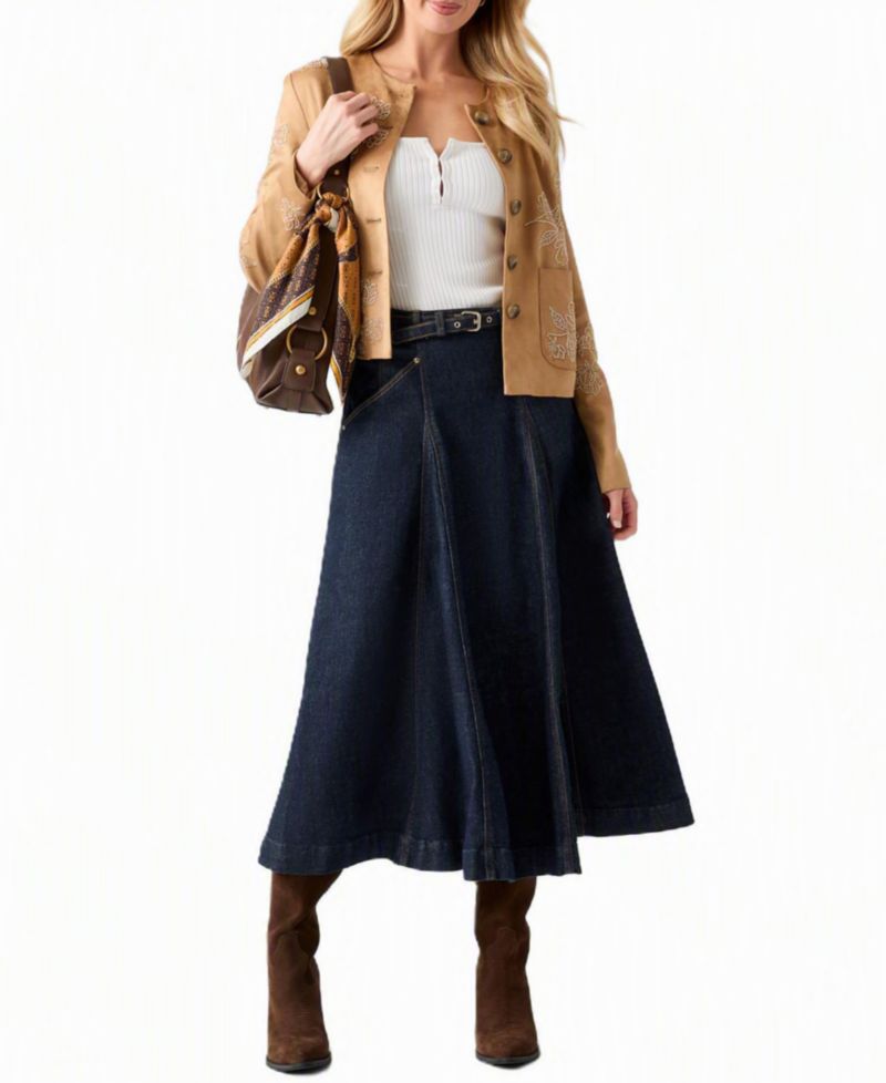 Women's Oceane Faux-Suede Floral-Embroidered Jacket