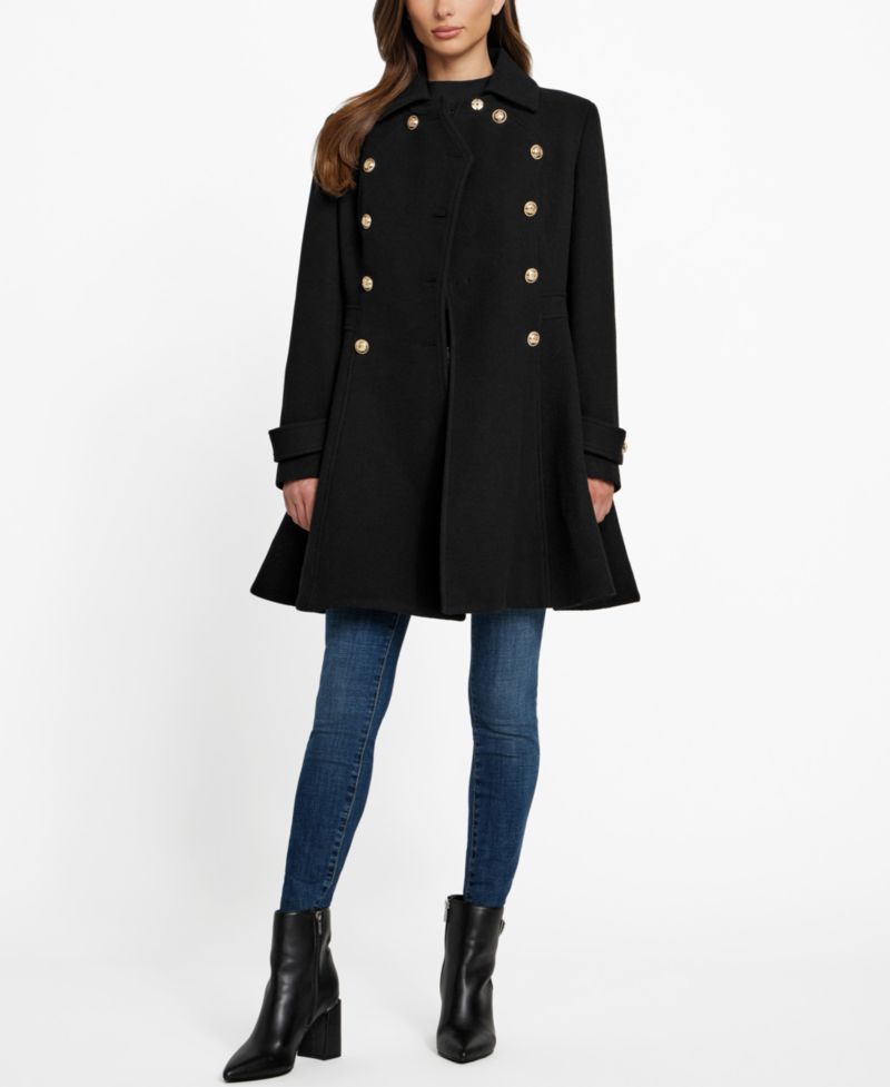 Women's Double-Breasted Skirted Coat, Created for Macy's