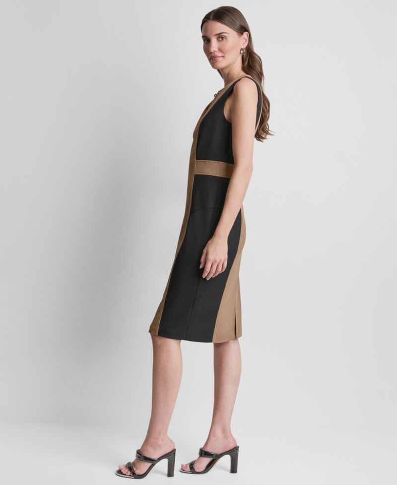 Women's Sleeveless Jewel Neck Sheath Dress