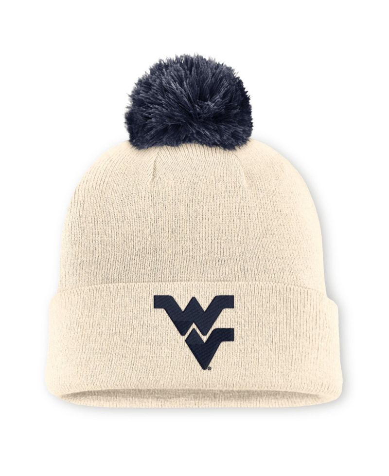 Men's and Women's Natural West Virginia Mountaineers Campus Prep Script Cuffed Knit Hat with Pom