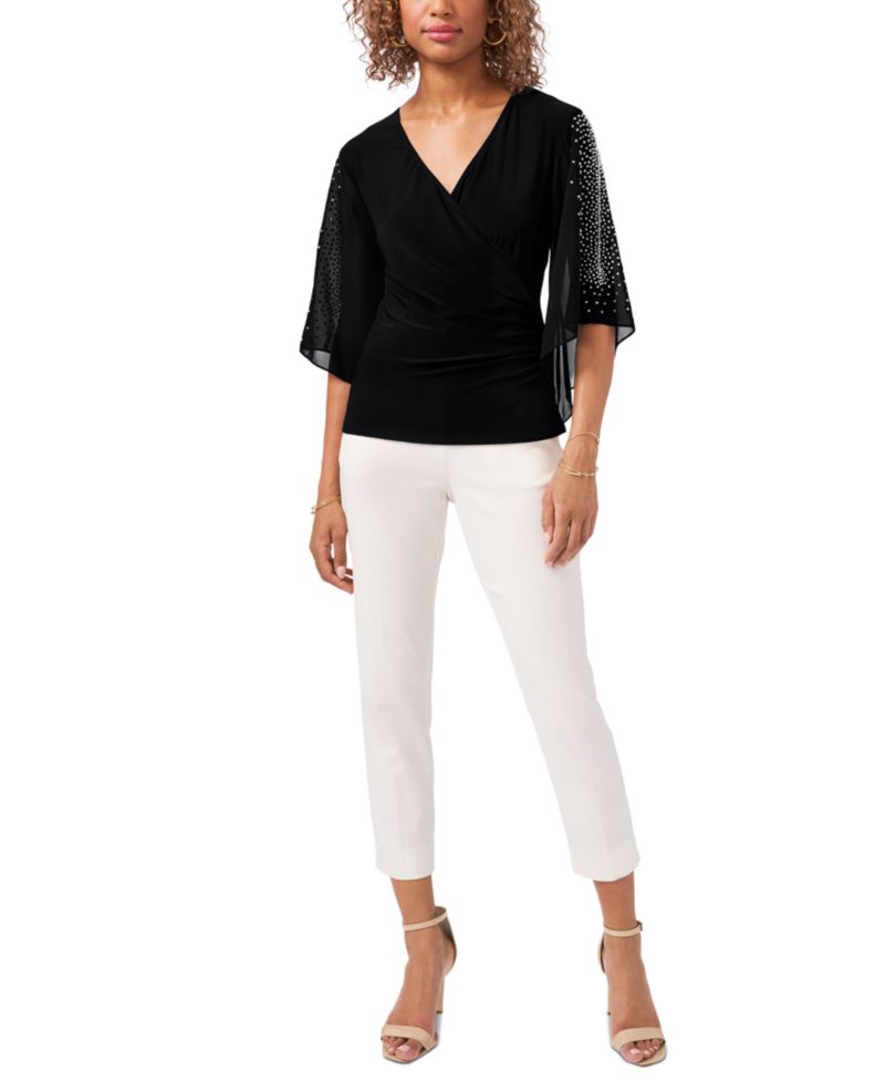 Embellished Chiffon Sleeve Top