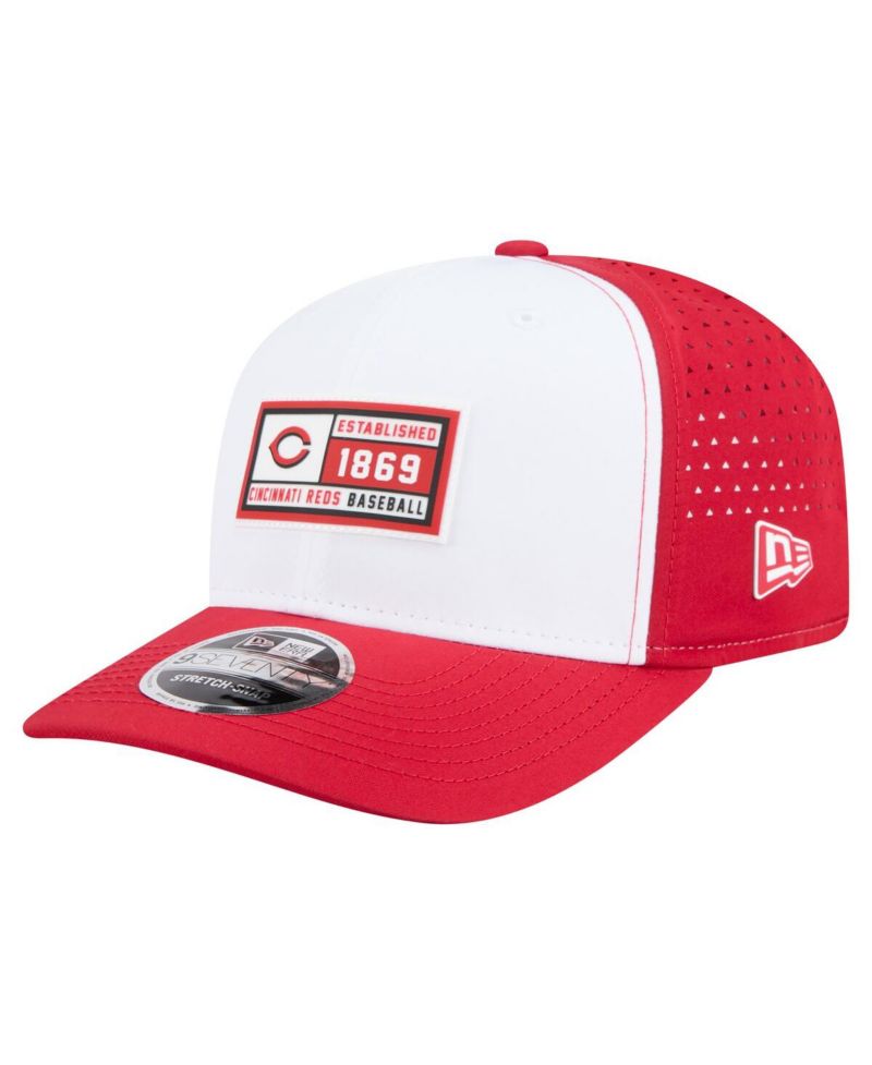 Men's White/Red Cincinnati Reds Established Patch 9SEVENTY Adjustable Hat