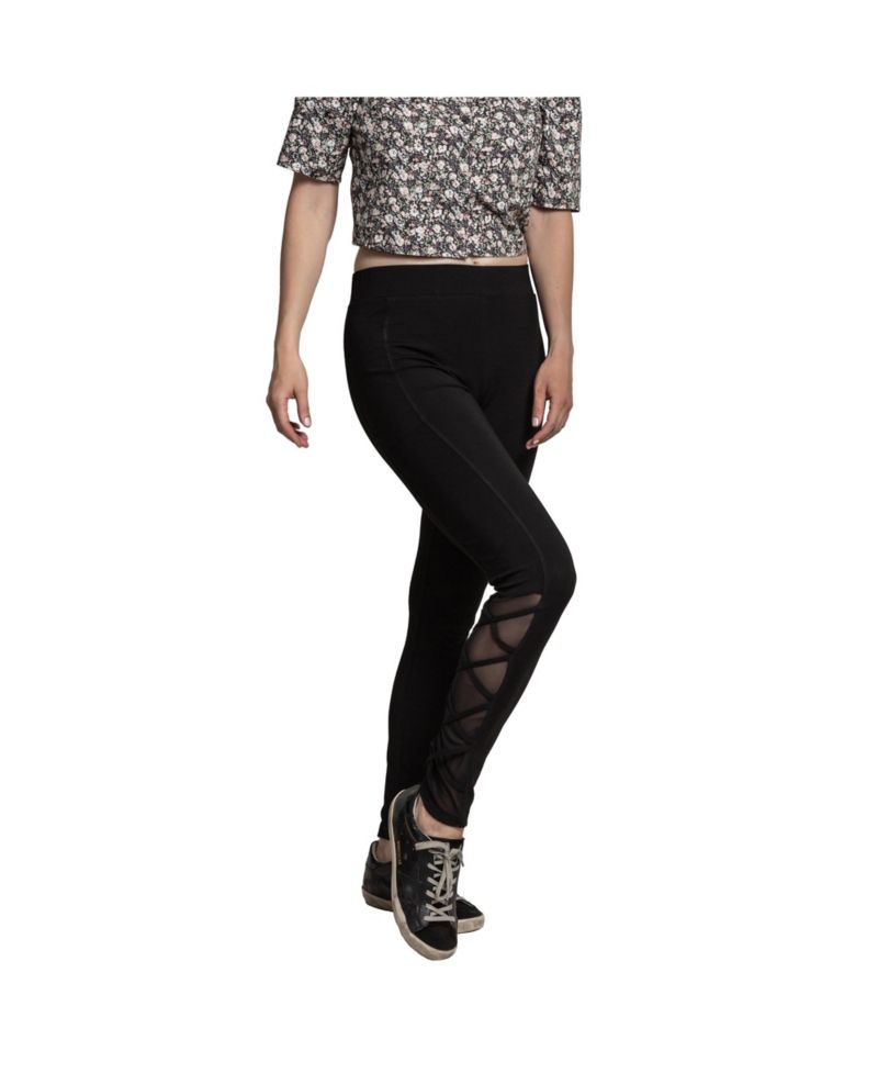 Women's Interlaced Mesh Leggings With Side Pockets