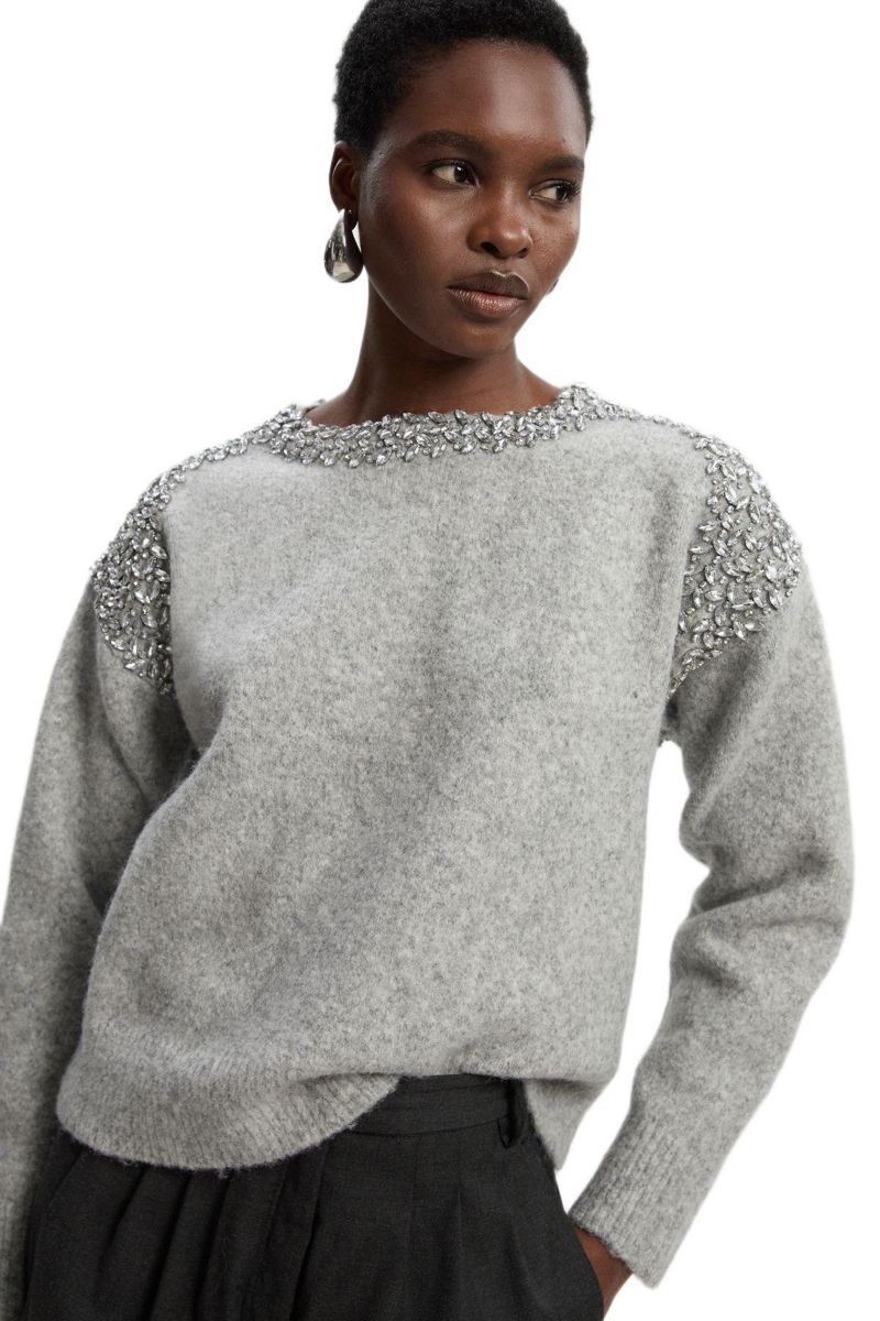 Women's Embellished Trim Cosy Knit Jumper