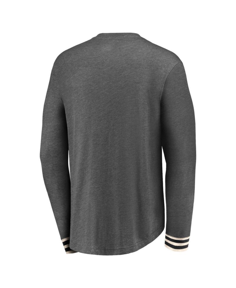 Men's Heathered Charcoal Arizona Coyotes True Classics Henley Long Sleeve T-shirt