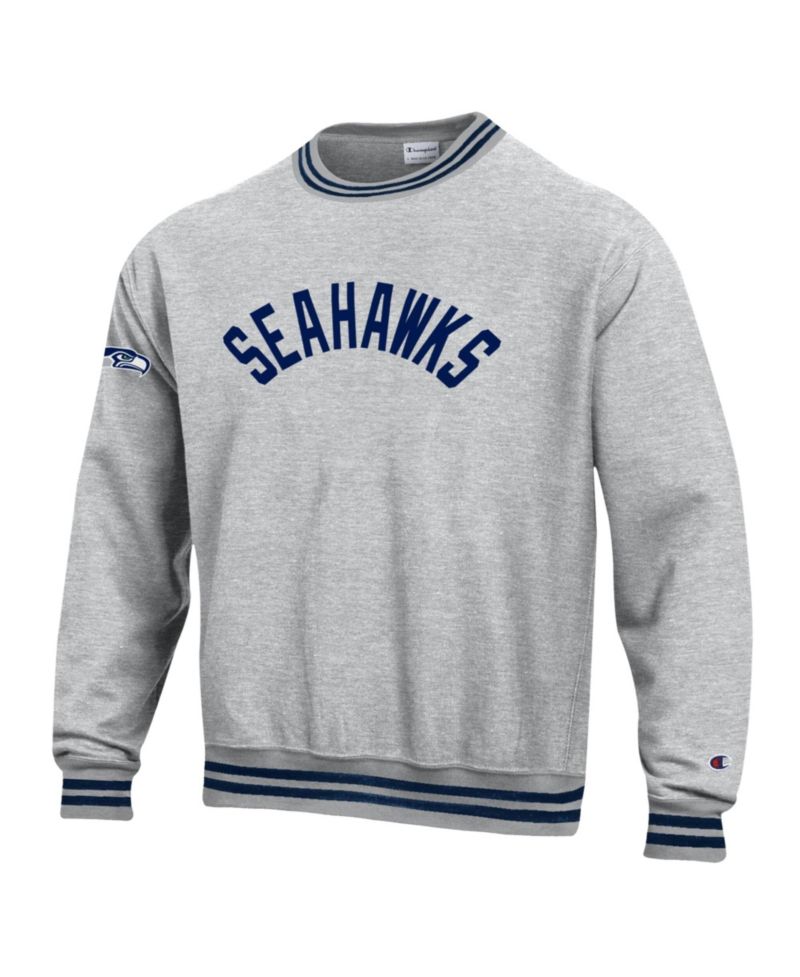 Men's Heather Gray/Navy Seattle Seahawks Reverse Weave Yarn Dye Sweatshirt