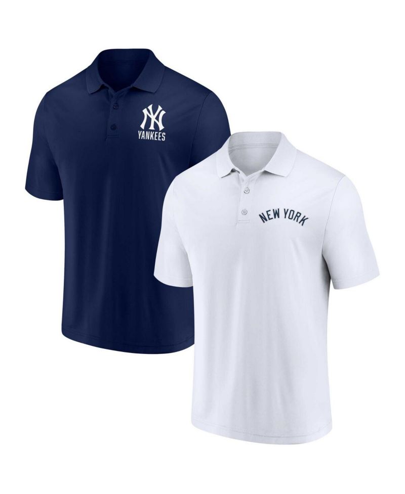 Men's Navy, White New York Yankees Two-Pack Logo Lockup Polo Shirt Set