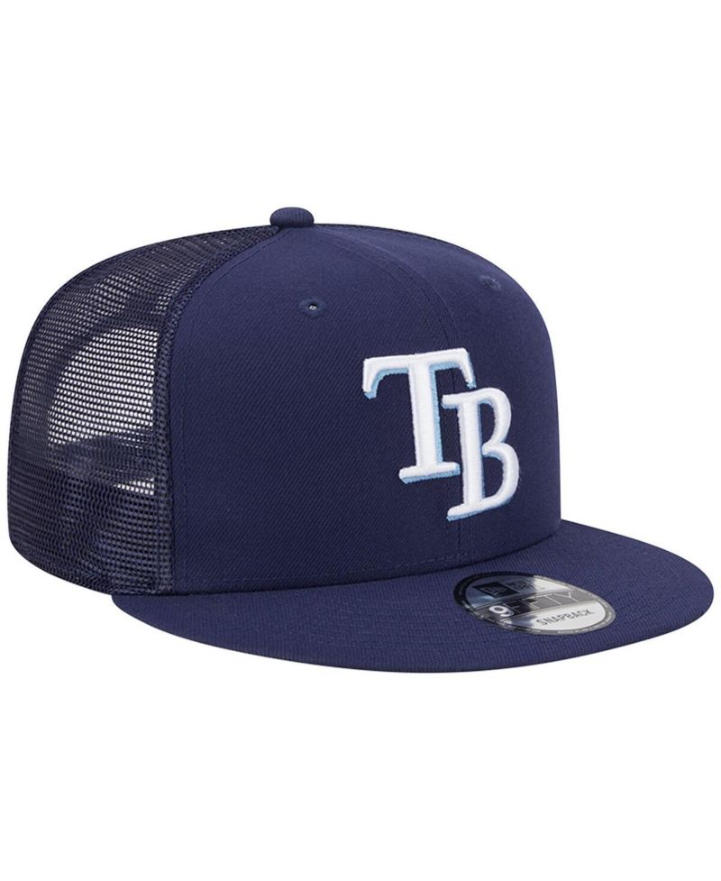Men's Navy Tampa Bay Rays Team Color Trucker 9FIFTY Snapback Hat