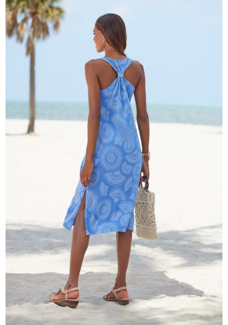 Women's Printed Racerback Scoop-Neck Midi Dress