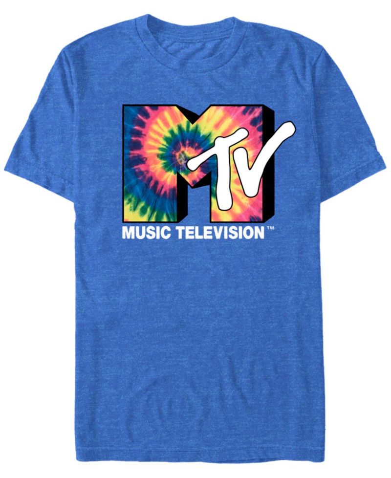 MTV Men's Vintage-Like Tie-Dye Logo Short Sleeve T-Shirt