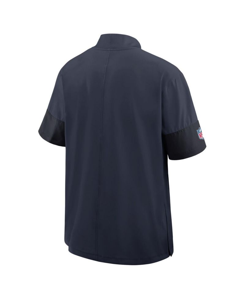 Men's Navy Chicago Bears Sideline Short Sleeve Quarter-Zip Performance Coach Jacket