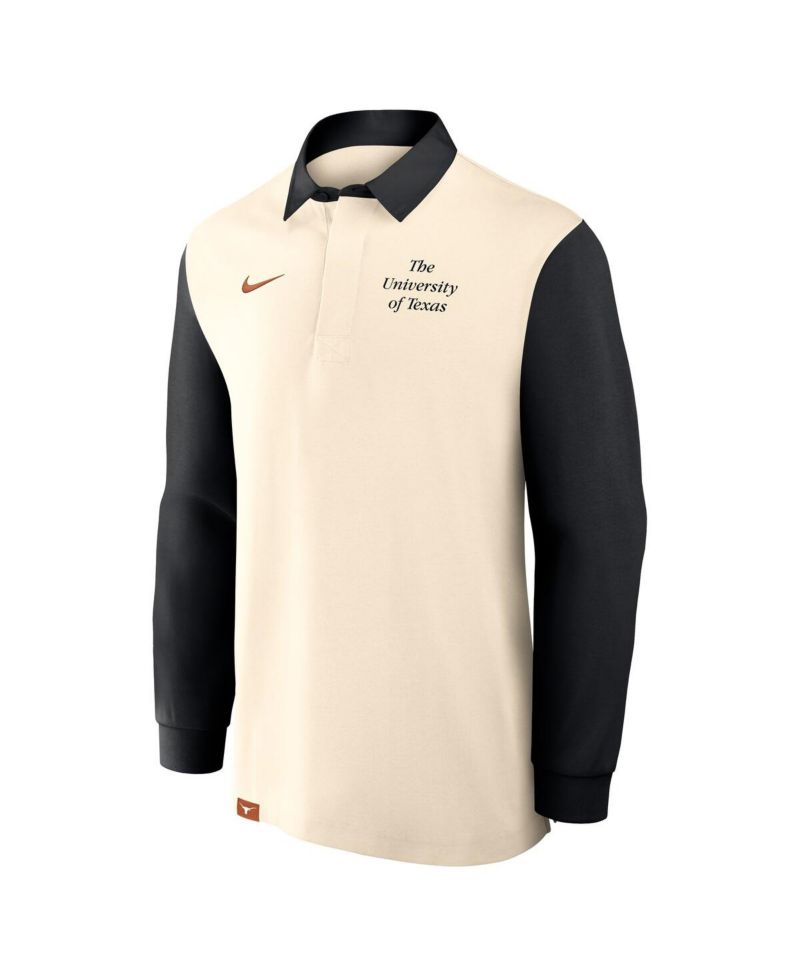 Men's Tan/Black Texas Longhorns Rugby Long Sleeve Shirt