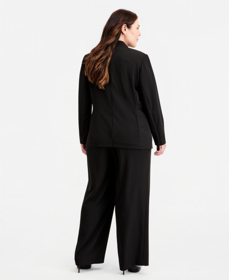 Plus Size Collarless Open-Front Jacket