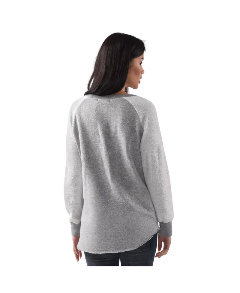 Women's Heather Gray Houston Astros Gridiron Raglan Pullover Sweatshirt