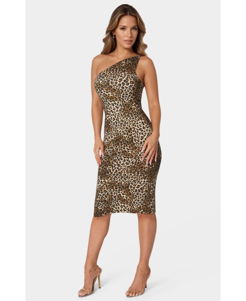 Women's Jersey One Shoulder Midi with Gold Trim