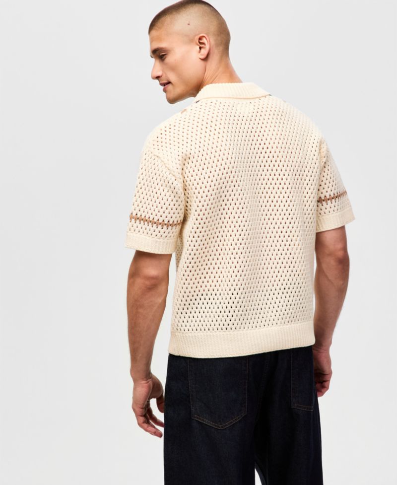 Mode of One Men's Relaxed-Fit Textured Short-Sleeve Sweater, Exclusive