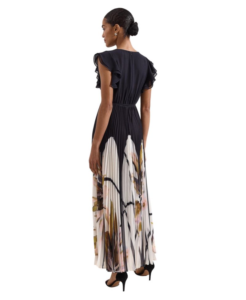 Women's Uma Floral-Print Pleated V-Neck Maxi Dress