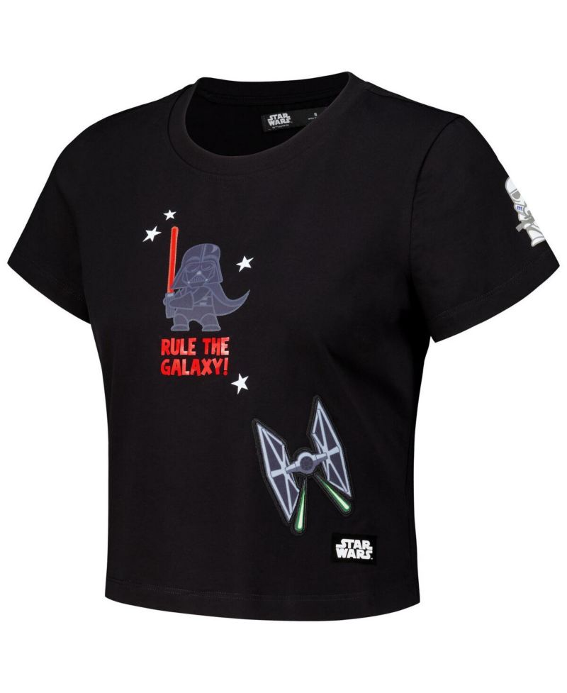 Women's Black Star Wars Babydoll Cropped T-Shirt