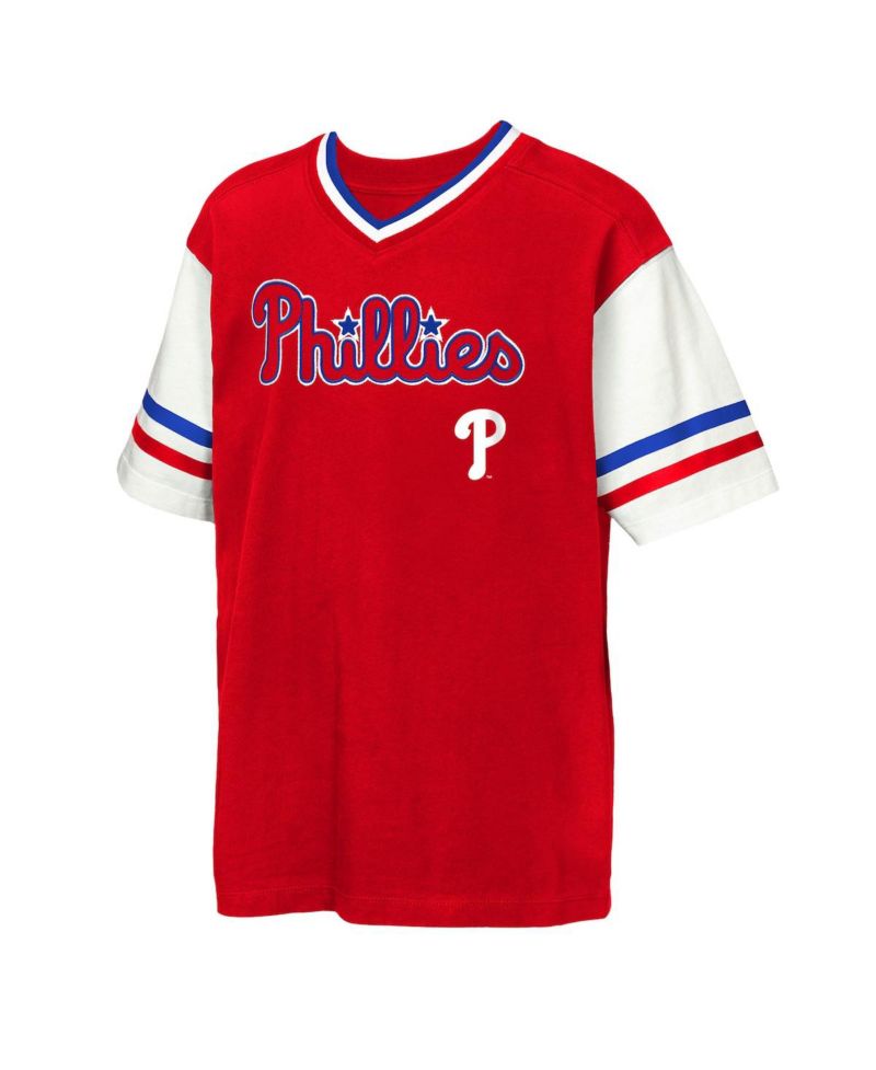 Big Boys and Girls Red Philadelphia Phillies Big League Base Runner Ringer T-Shirt
