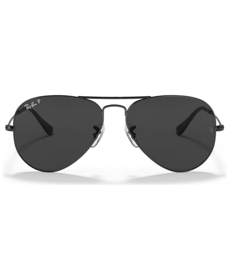 Unisex Aviator Total Black Polarized Sunglasses, RB3025