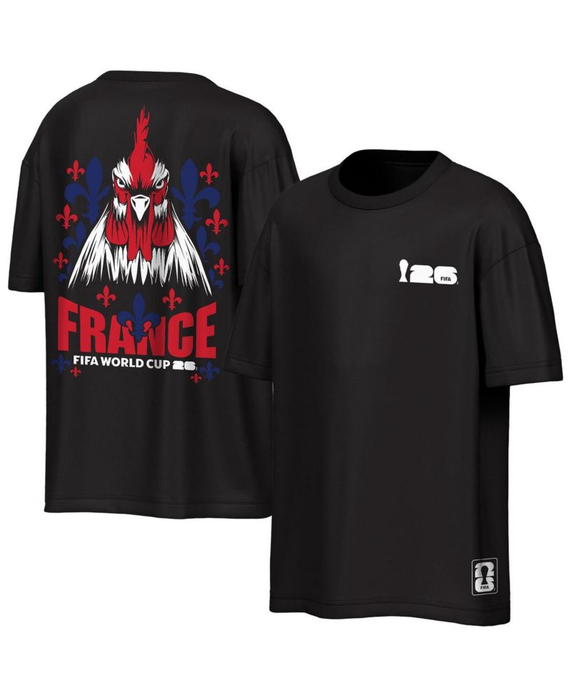 Men's Black France National Team FIFA World Cup 2026 Rally Oversized 2-Hit T-Shirt