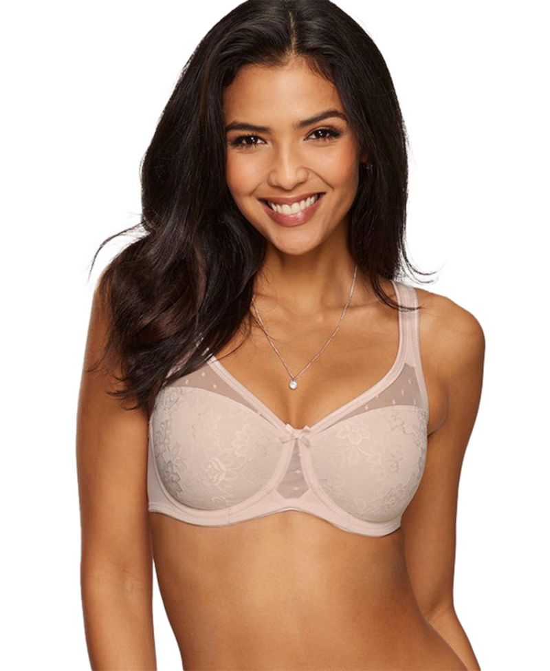 Women's Lace Overlay Underwire Minimizer Non-Padded T-Shirt Bra