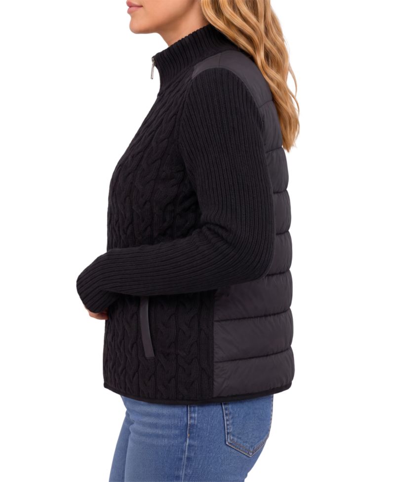 Petite Reversible Quilted Cable-Knit Jacket
