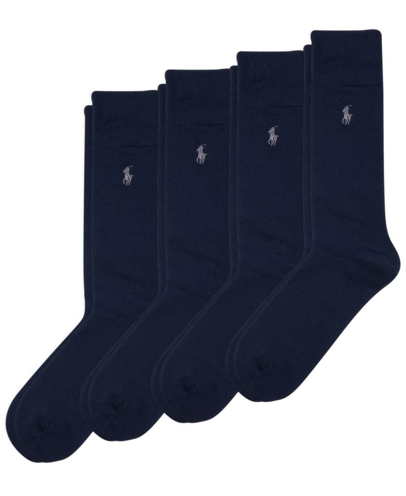 Men's Flat Knit Slack Dress Socks, 4-Pack