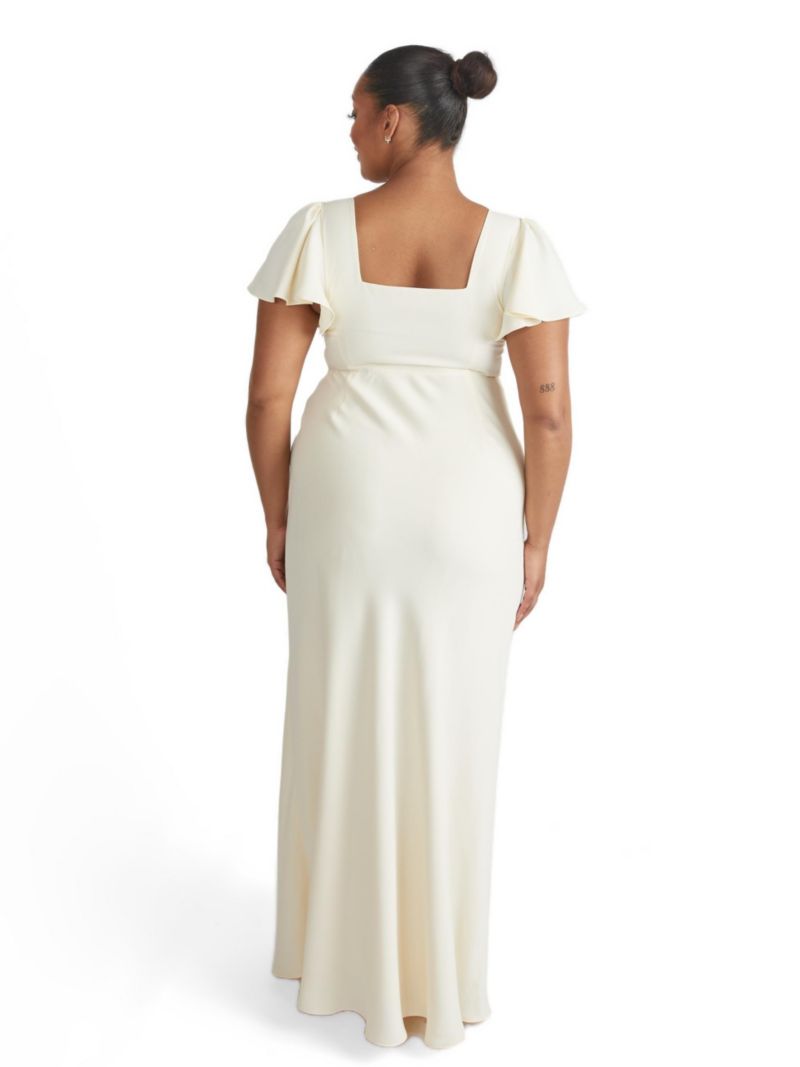 Women's Square Neck Crepe Bridesmaid Dress