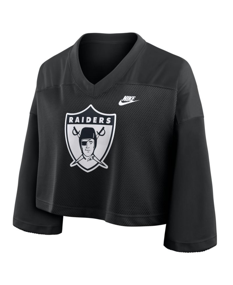 Women's Black Las Vegas Raiders Rewind Cropped Mesh Dri-FIT Fashion Jersey