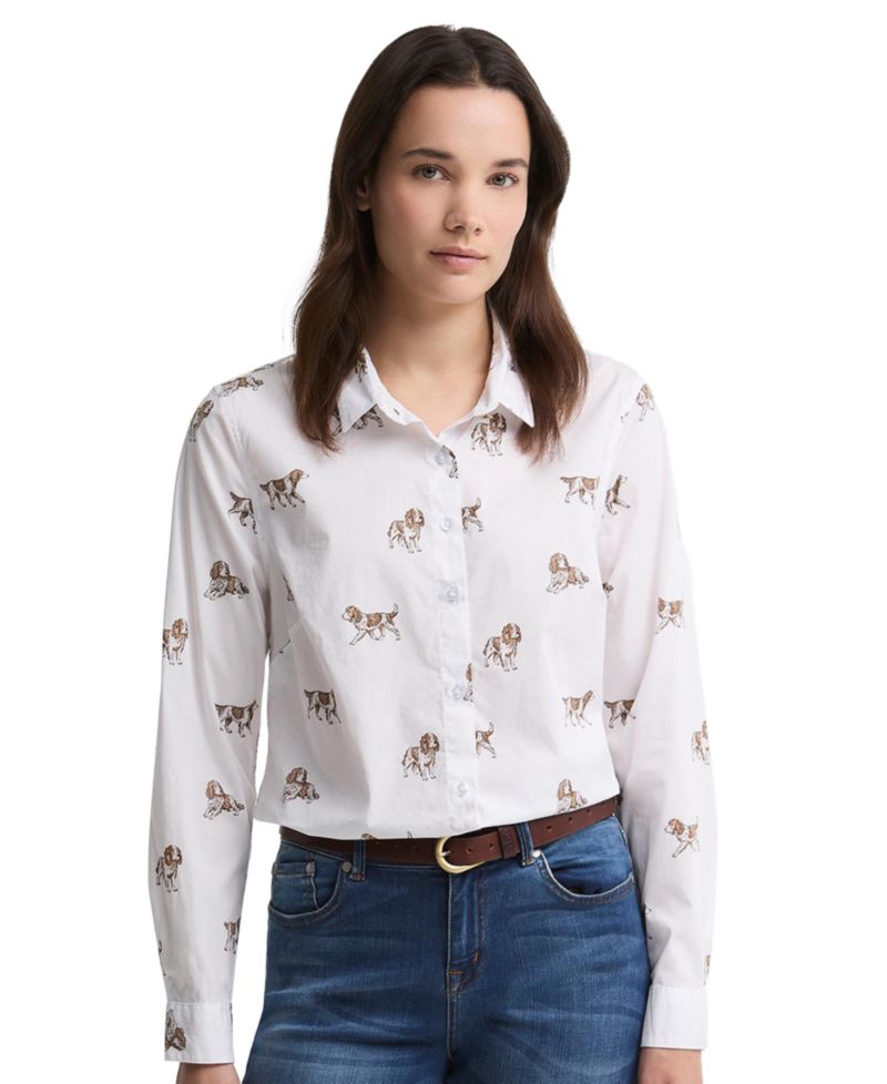 Women's Brambles Long-Sleeve Dog-Print Button-Down Shirt