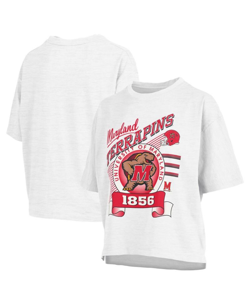 Women's White Maryland Terrapins Rock Roll Slub T-Shirt