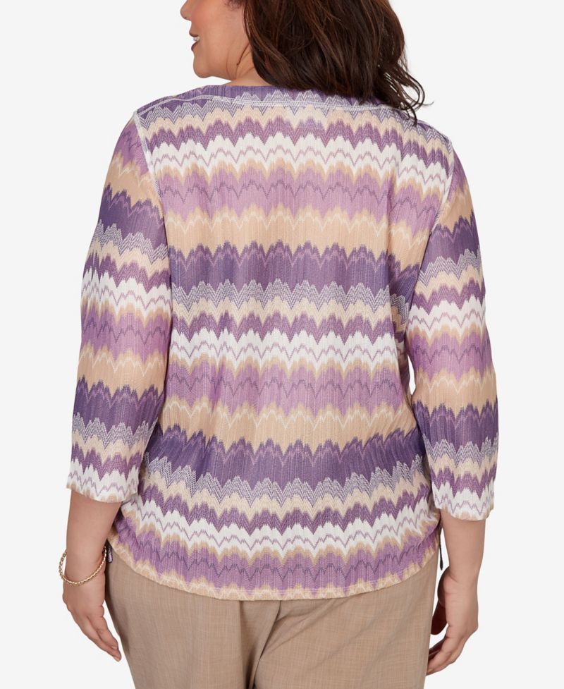 Plus Size Grand Bazaar Rippled Stripes Knit Top