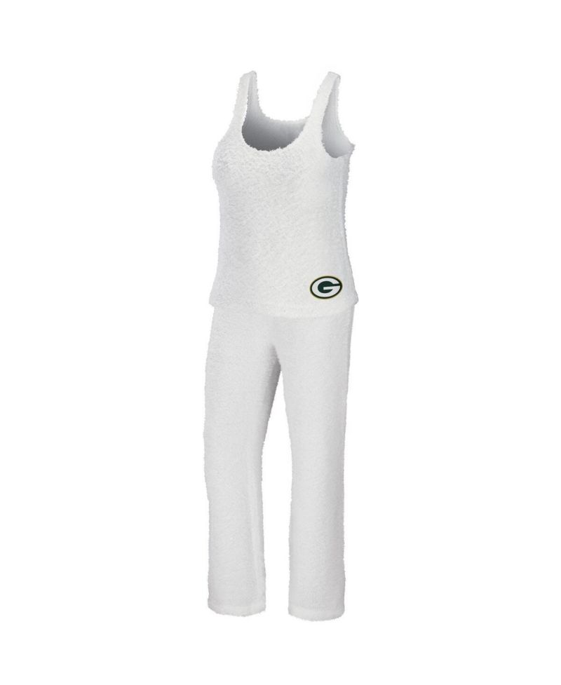 Women's Cream Green Bay Packers Plus Size Cozy Scoop Neck Tank Top and Pants Set