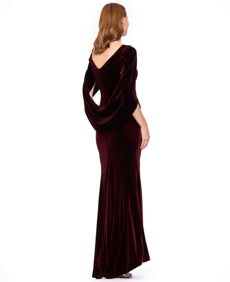 Women's Velvet Draped Back Long Dress