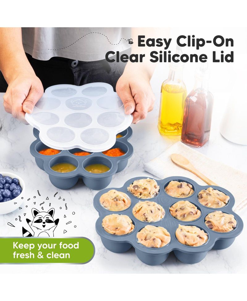 Prep Silicone Baby Food Freezer Tray with Clip-on Lid, 2oz x 10 Silicone Freezer Molds, BPA-Free Baby Food Storage